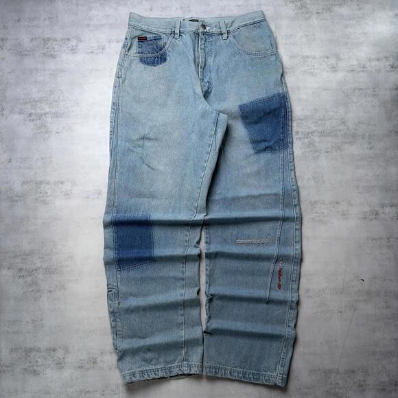 Y2K FUBU The Collection Denim Patchwork Baggy Denim Jeans - Picture 2 of 8